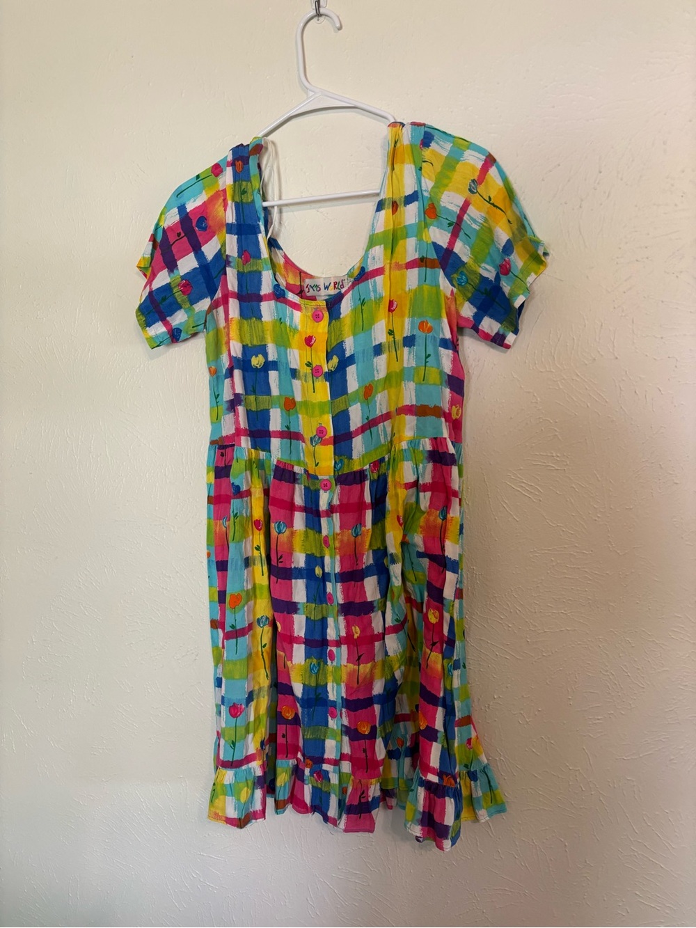 Jams World Multicolor Pink Yellow Blue Button Dress - Picture 2 of 4